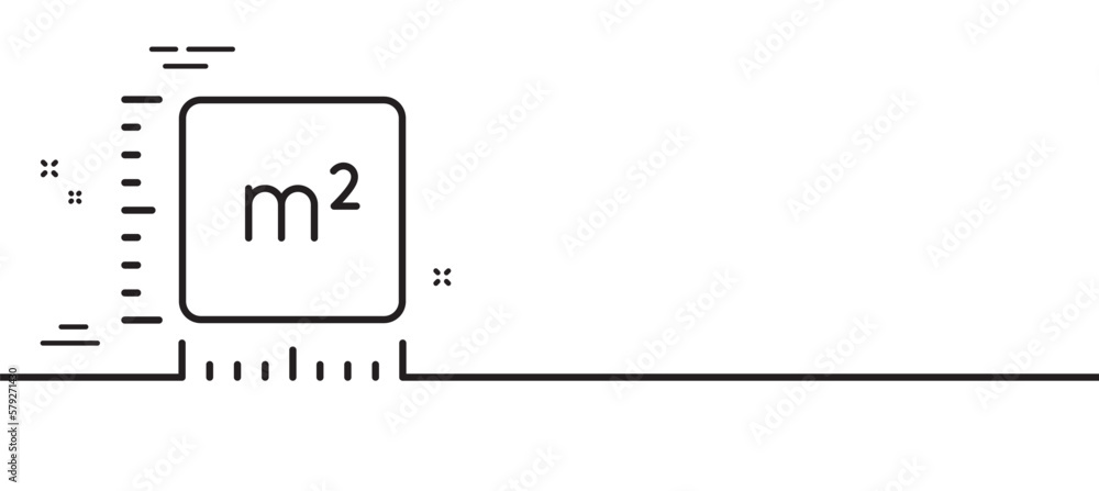 Poster square meter line icon. room area dimension sign. territory measurement symbol. minimal line illustr