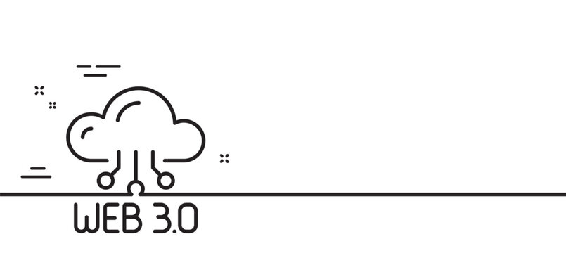 Web3 Line Icon. Web 3.0 Internet Technology Sign. Decentralized System Symbol. Minimal Line Illustration Background. Web3 Line Icon Pattern Banner. White Web Template Concept. Vector