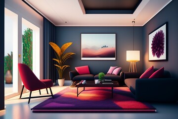 modern living room ai generative
