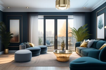 Fototapeta premium modern living room ai generative