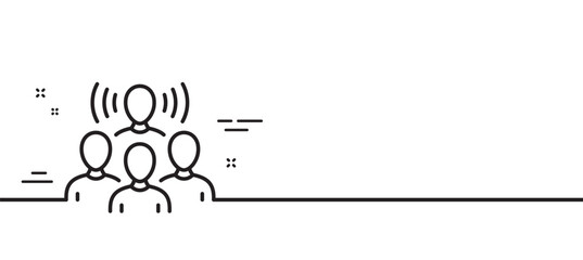 Team work line icon. Squad sign. Community group symbol. Minimal line illustration background. Team work line icon pattern banner. White web template concept. Vector