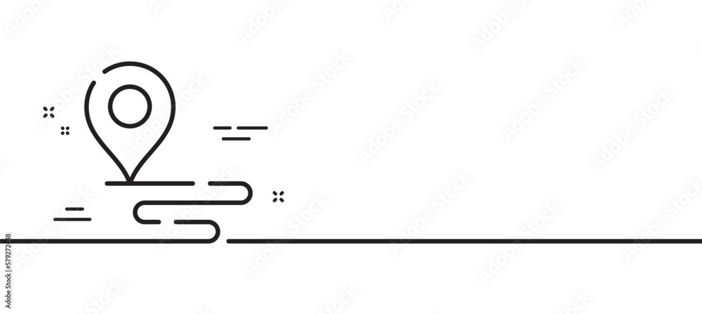 Poster place line icon. map pin sign. gps route marker symbol. minimal line illustration background. place 