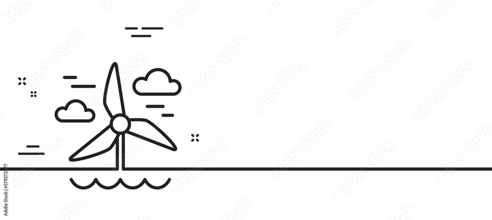 Poster windmill line icon. wind power sign. sustainable energy symbol. minimal line illustration background