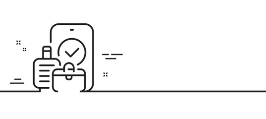 Carry-on baggage line icon. Travel handbag sign. Allowed luggage bag symbol. Minimal line illustration background. Carry-on baggage line icon pattern banner. White web template concept. Vector