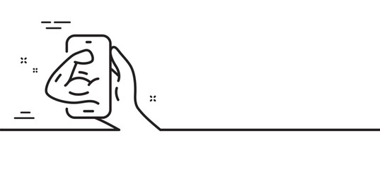 Fitness line icon. Online exercise sign. Live coach symbol. Minimal line illustration background. Fitness line icon pattern banner. White web template concept. Vector