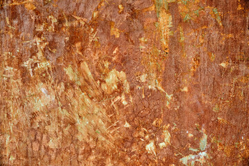 Beautiful abstract texture background from an iron sheet covered with corrosion and rust.
