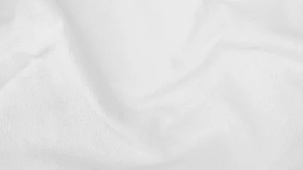 Foto op Plexiglas Fabric backdrop White linen canvas crumpled natural cotton fabric Natural handmade linen top view background Organic Eco textiles White Fabric linen texture © Charlie's