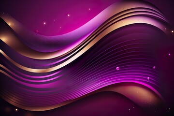 abstract gradient purple pink curve wave stripes with glitters on gradient dark purple background