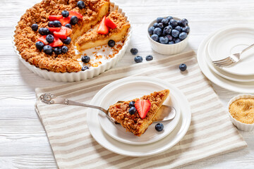 cinnamon baked french toast pie with berries