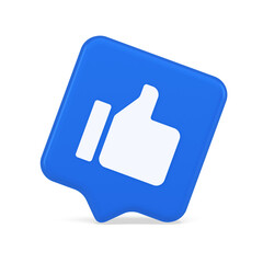 Thumb up like cool button cyberspace approve acceptance communication 3d realistic speech bubble icon