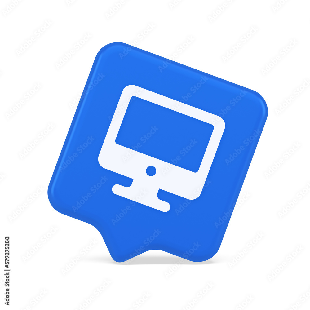 Poster computer monitor connection button cyberspace digital technology 3d realistic speech bubble icon