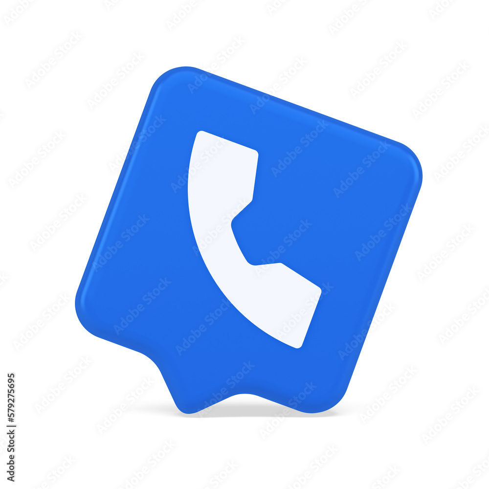 Poster phone call contact voice communication button web application design 3d realistic speech bubble icon