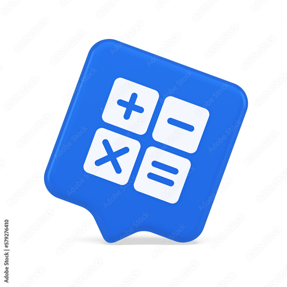 Aufkleber calculator math counting button accounting balance mathematics financial keyboard 3d speech bubble i