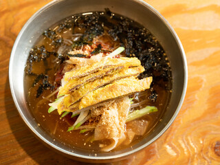 makguksu, buckwheat noodles, Korean traditional food	