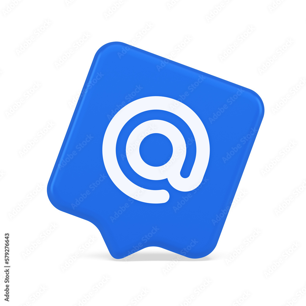 Poster email address digital symbol button internet chatting cyberspace communication 3d speech bubble icon