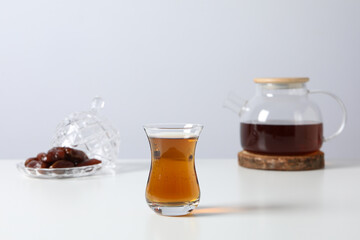 Concept of traditional turkish brewed hot drink