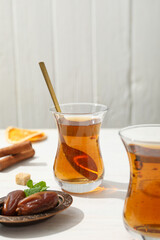 Concept of traditional turkish brewed hot drink