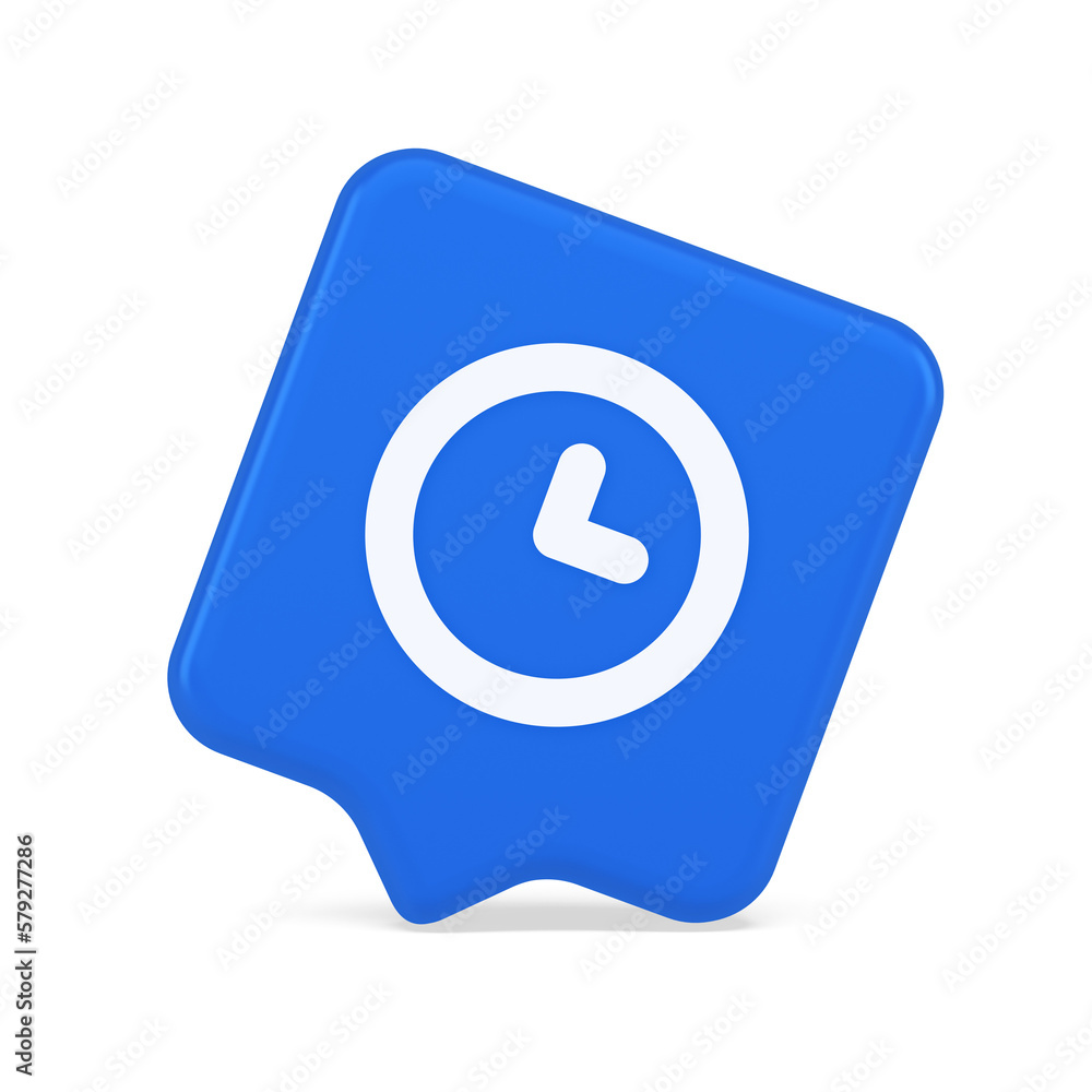 Poster timer countdown deadline control button time management watch web app design 3d speech bubble icon