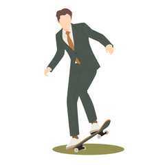 businessman playing skateboard isolated illustration © No9