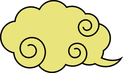 和風または中華風の渦巻き雲（黄色）