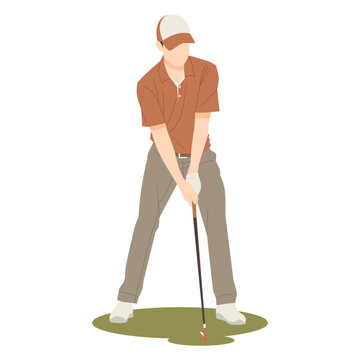 portrait of professional man playing golf isolated illustration