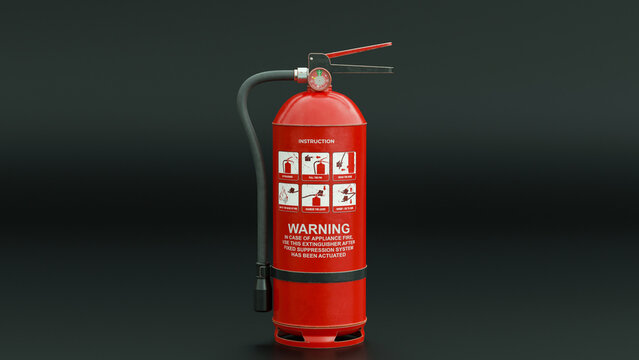 Side view fire extinguisher portable handheld on black background premium photo 3d render