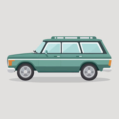 Car vehicle vector illustration. Flat style hand-drawn automobile. 