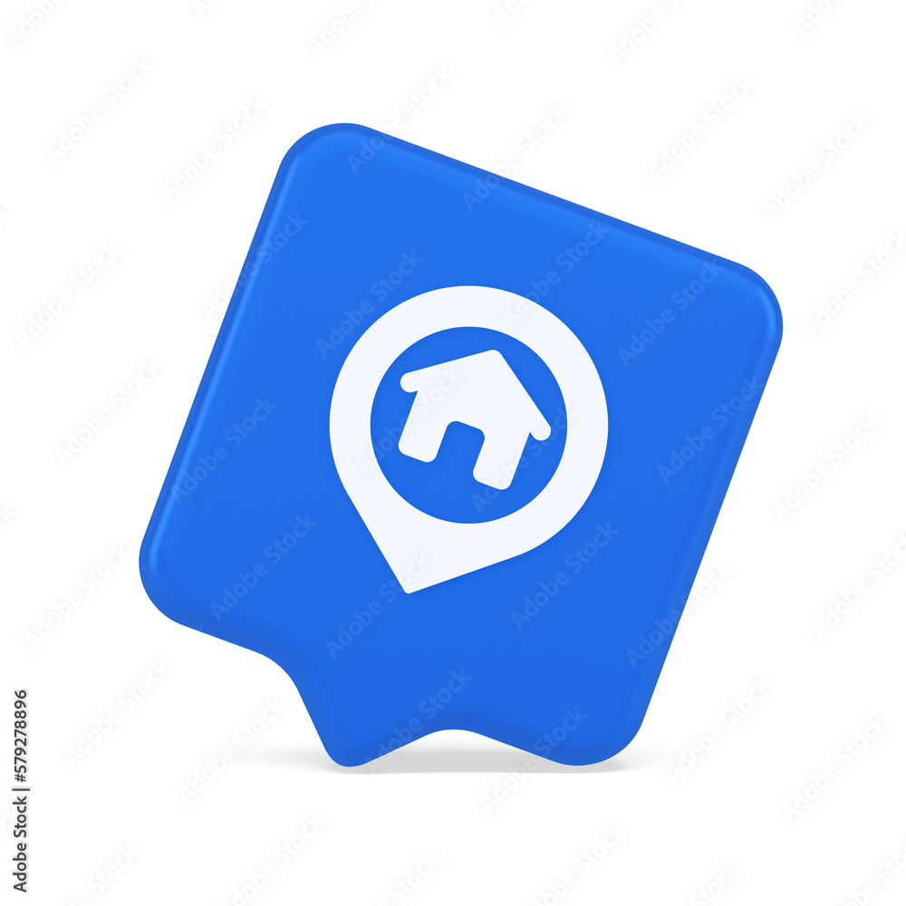 Poster house map pin location button navigation panel web app gps network pointer 3d realistic speech bubbl