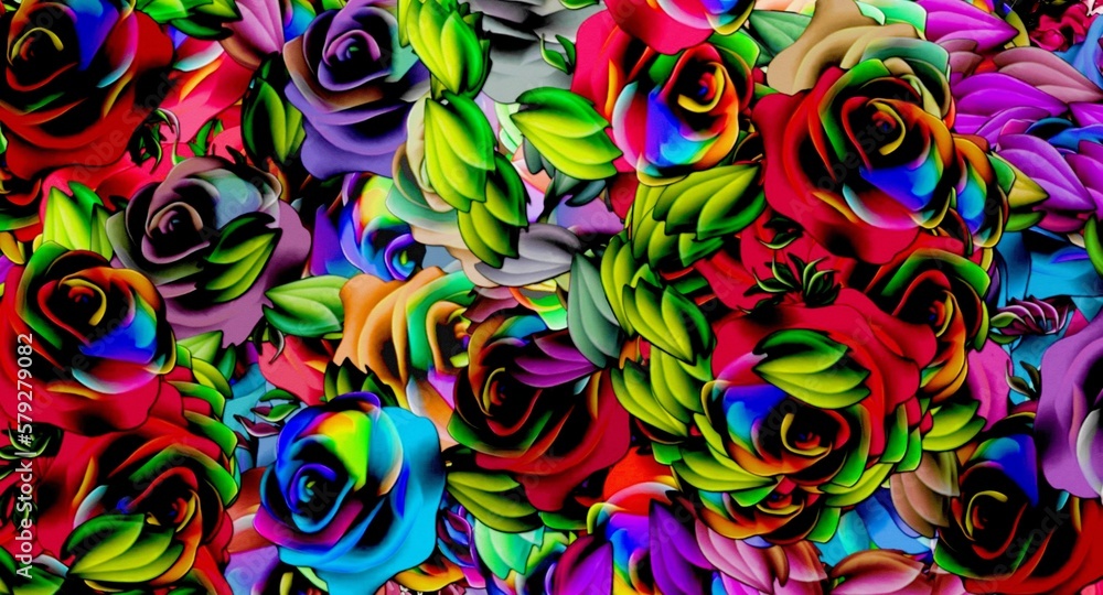 Aufkleber computer graphics of abstract floral psychedelic background stylization of colored chaotic stickers 