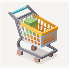 Vector shopping cart flat illustration. Flat style hand drawn