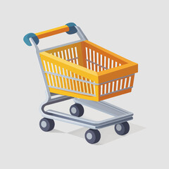 Vector shopping cart flat illustration. Flat style hand drawn