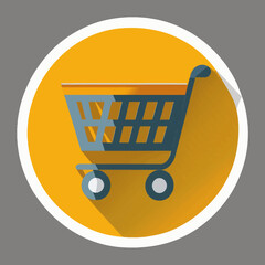 Vector shopping cart flat illustration. Flat style hand drawn