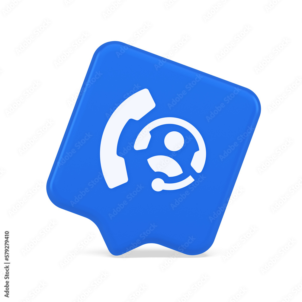 Poster emergency call helpline assistance button customer support service 3d realistic speech bubble icon
