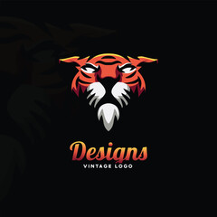 Tiger head logo design template.
