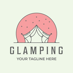 glamping logo line art design minimalist icon holiday vector