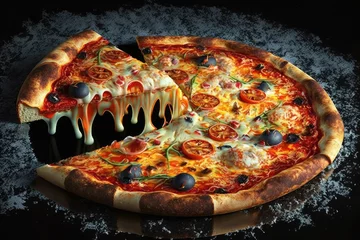 Foto op Plexiglas Delicious and tasty Italian pizza Generative AI © ChaoticMind