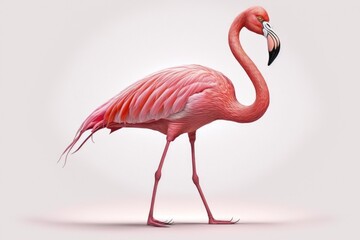 pink plastic flamingo isolated on white. Generative AI