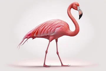Fotobehang pink plastic flamingo isolated on white. Generative AI © 2rogan