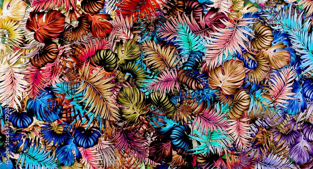 Aufkleber computer graphics of abstract floral psychedelic background stylization of colored chaotic stickers 
