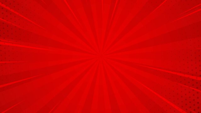 Comic background animation, vintage pop art background, with animated radial rays and dots pattern. Motion graphics and digital composition