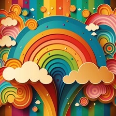 Vibrant color of rainbow background in retro style. Generative ai.