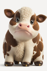 Cute cow isolated on white background. Generative AI
