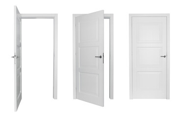 Set of different elegant white door cut out, without background - 579284032