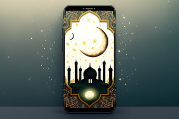 generative ai illustration of ramadan kareem greeting for handphone as wall paper ,
