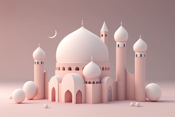 Elegant islamic mosque for ramadan mubarak celebration created by Generative AI