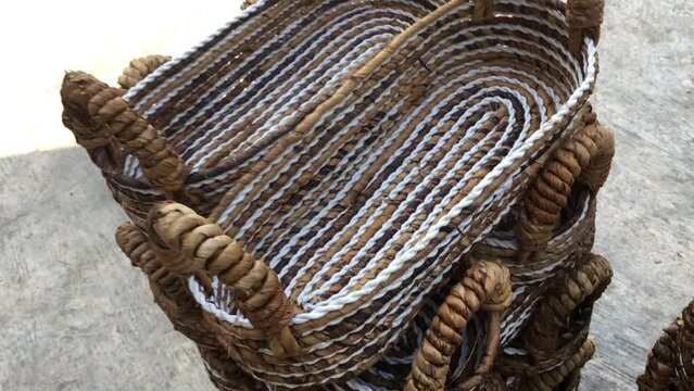 Weaving Basket product made from natural fiber such as Pandanus, banana bark, and water hyacynth