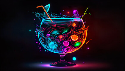 colorful abstract glass with cocktail