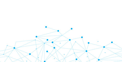 Blue network. Abstract connection on white background. Network technology background with dots and lines for desktop. Ai system background. Abstract data concept. Line background, network technology