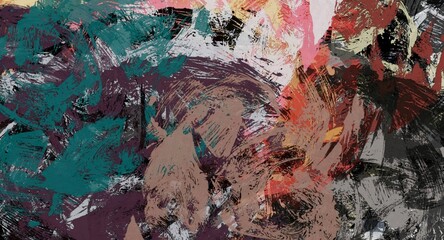 Abstract Grunge Background Graphic Watercolor Stylization on Textured Canvas of Chaetic Strokes of Paint Spots