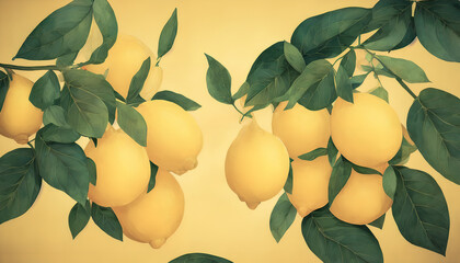 Lemon on the yellow background.